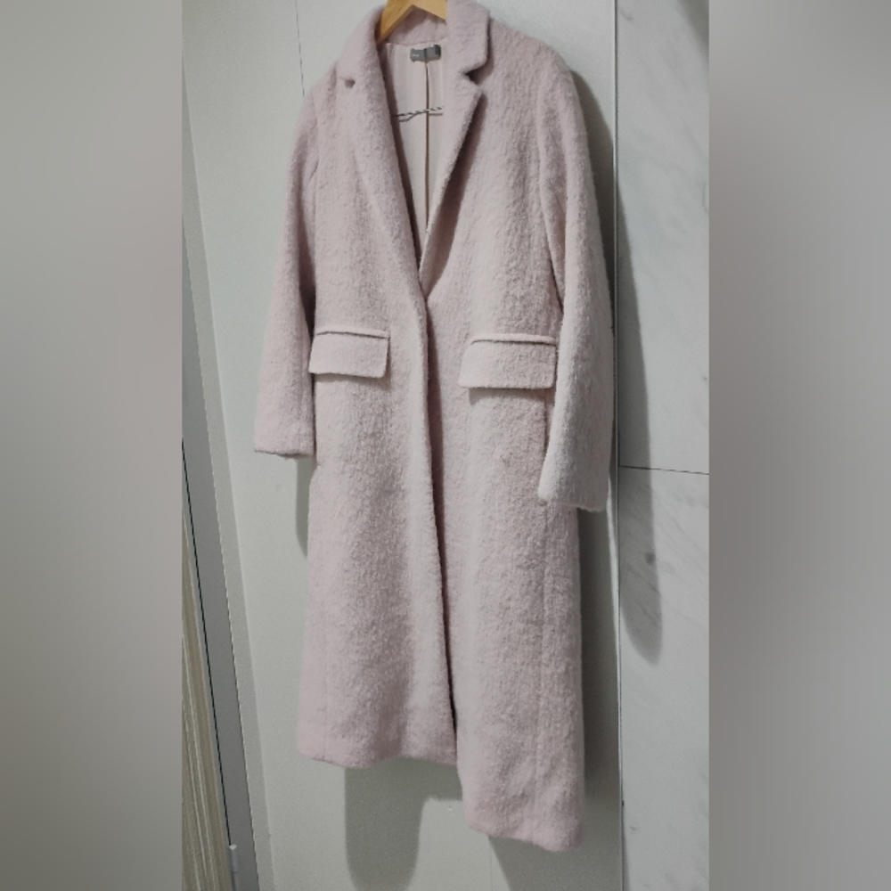Vince Women's Light Pink Blush Buttoned Textured Wool Blend Coat Sz S